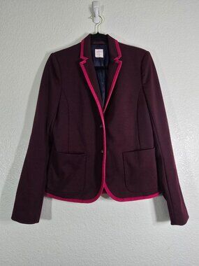 Gap The Academy Blazer Women Size 6 Burgundy Button Lined Preppy Old Money Work